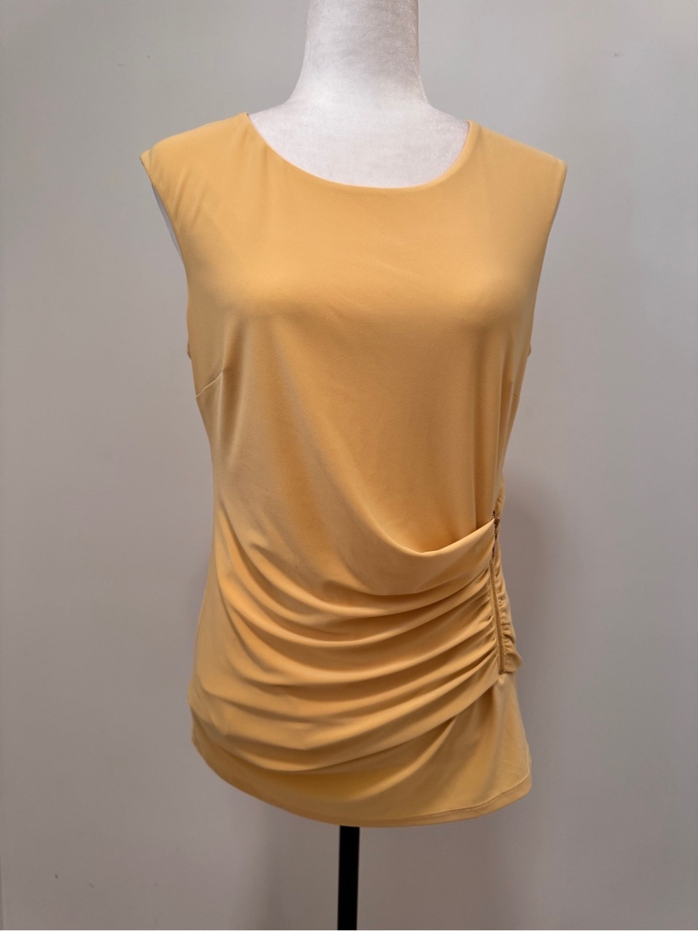 Frank Lyman Design Sleeveless Ruched Side Tank Top, Yellow Sz 10